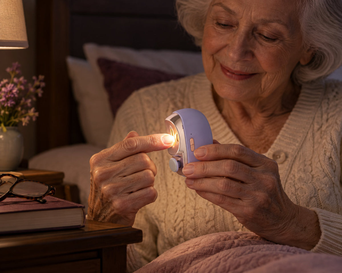 The Kindtrim light lights up a nail edge at night